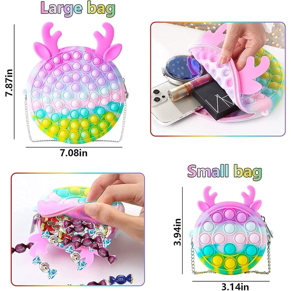 Popper Coin Purse Crossbody Fidget Bags Set for Mommy-and-Me (2-Pack) – Tie-Dye - Picture 3 of 4